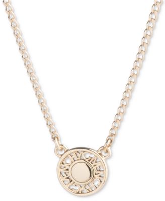 Logo Embossed Coin Pendant Necklace, 16" + 3" extender