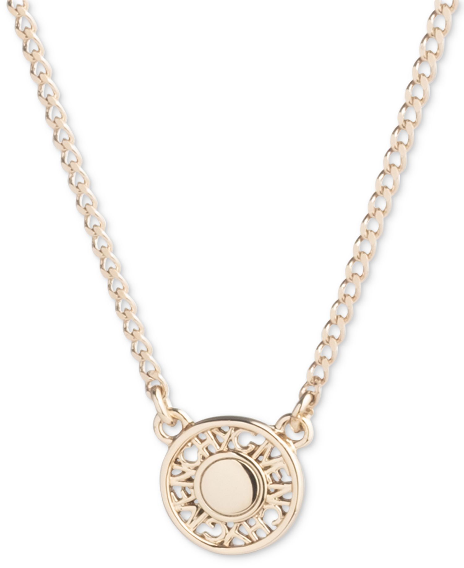 Logo Embossed Coin Pendant Necklace, 16" + 3" extender