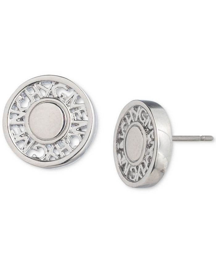 Givenchy Silver Tone Logo Embossed Coin Stud Earrings Macy s