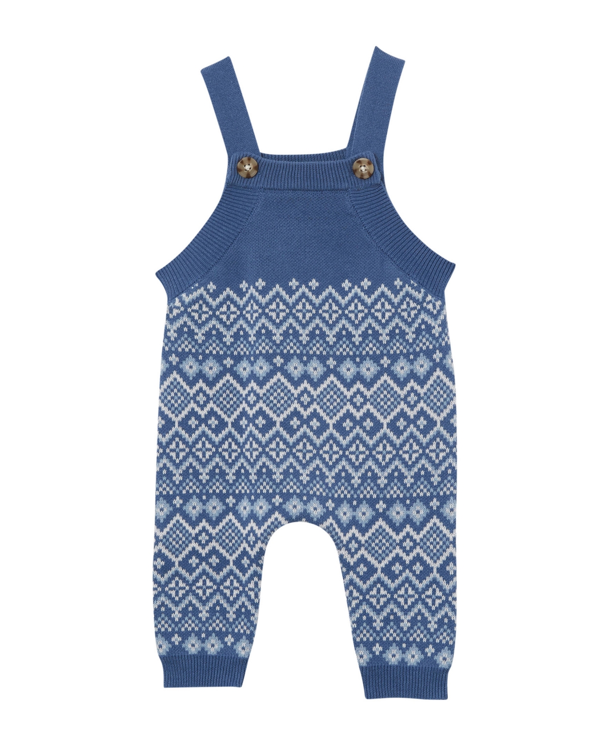 Cotton On Baby Boys And Baby Girls Cleo Jacquard Knit Sleeveless Dungaree Overalls In Petty Blue