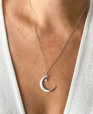 Silver-Tone Hanging Moon & Star Pendant Necklace, 16" + 2" extender