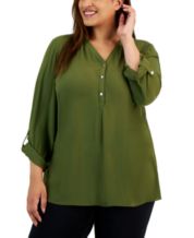 JM Collection Plus Size Eva Expression Utility Top, Created for Macy's -  Macy's