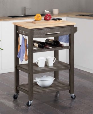 Ellaine 24.75" Wood Butcher Block Kitchen Cart