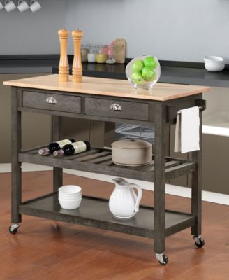 American Heritage 45" Wood 3 Tier Butcher Block Kitchen Cart