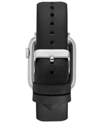 Men's Black Premium Leather Band Compatible with 42mm, 44mm, 45mm, Ultra, Ultra2 Apple Watch
