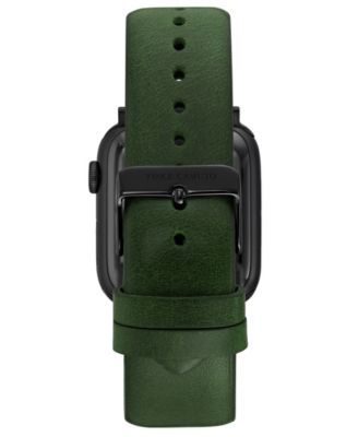 Men's Dark Green Premium Leather Band Compatible with 42mm, 44mm, 45mm, Ultra, Ultra2 Apple Watch