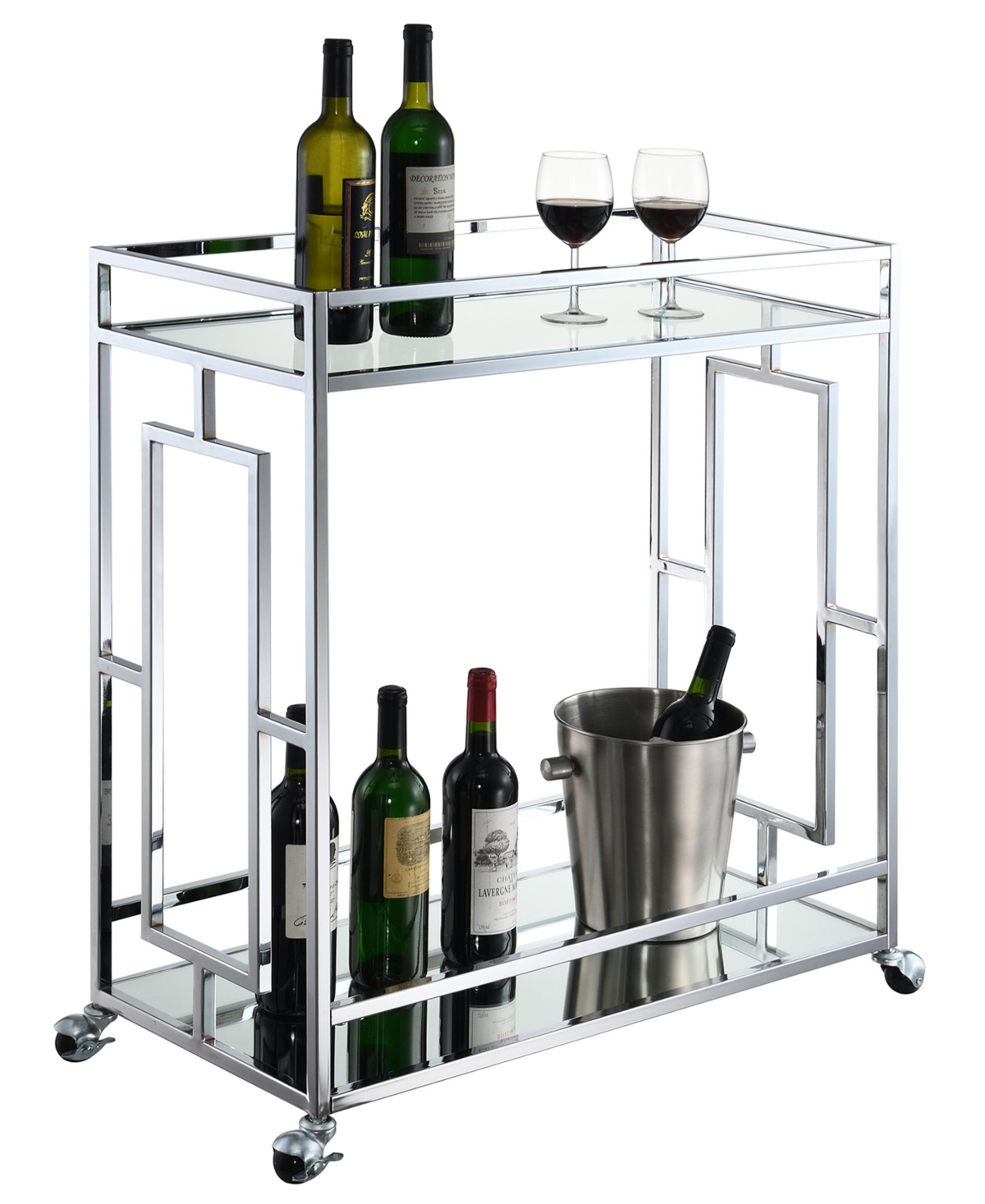 Convenience Concepts Mirror Town Square 2 Tier Bar Cart - Mirror, Chrome