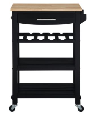 Ellaine 24.75" Wood Butcher Block Kitchen Cart