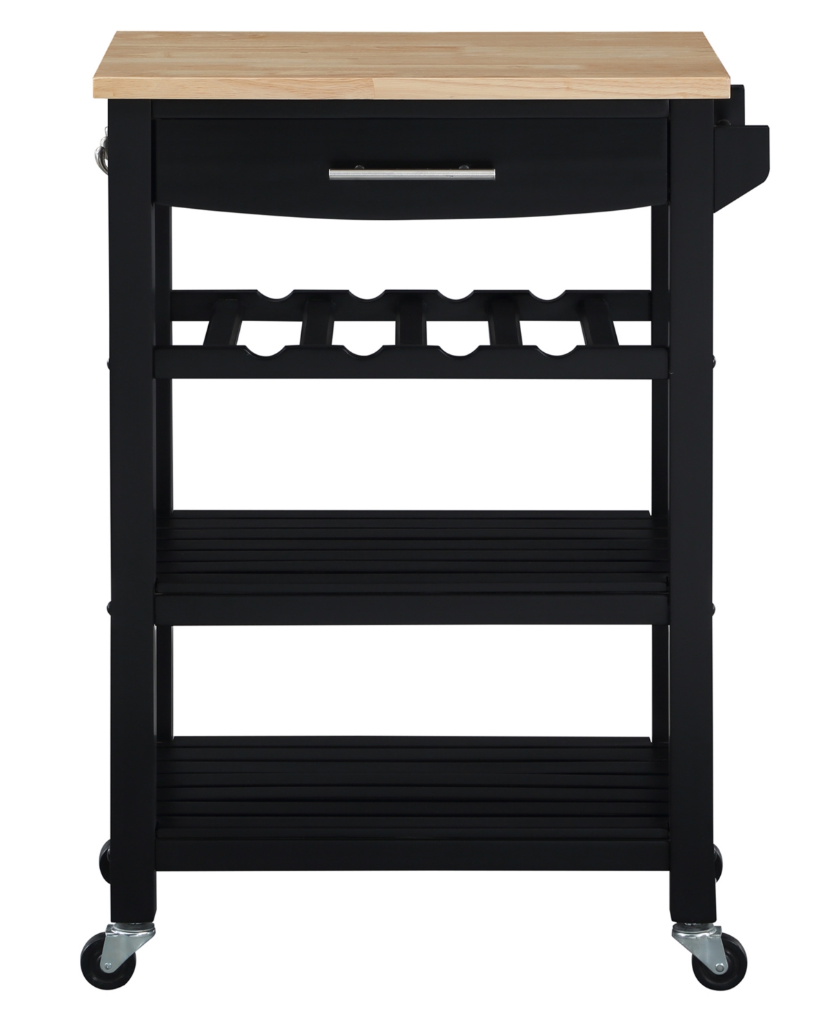 Convenience Concepts Ellaine 24.75" Wood Butcher Block Kitchen Cart In Black,butcher Block