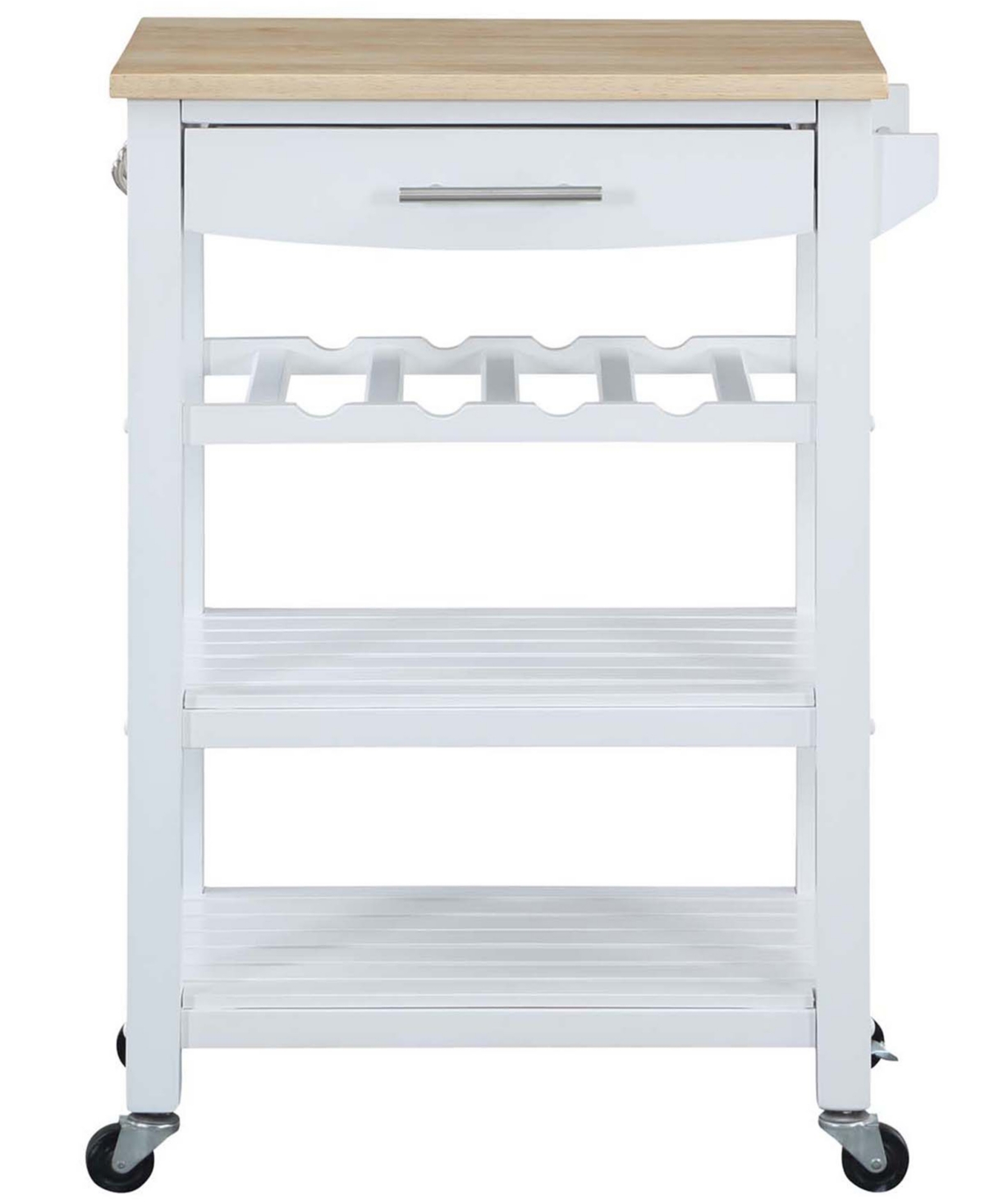 Convenience Concepts Ellaine 24.75" Wood Butcher Block Kitchen Cart In White,butcher Block