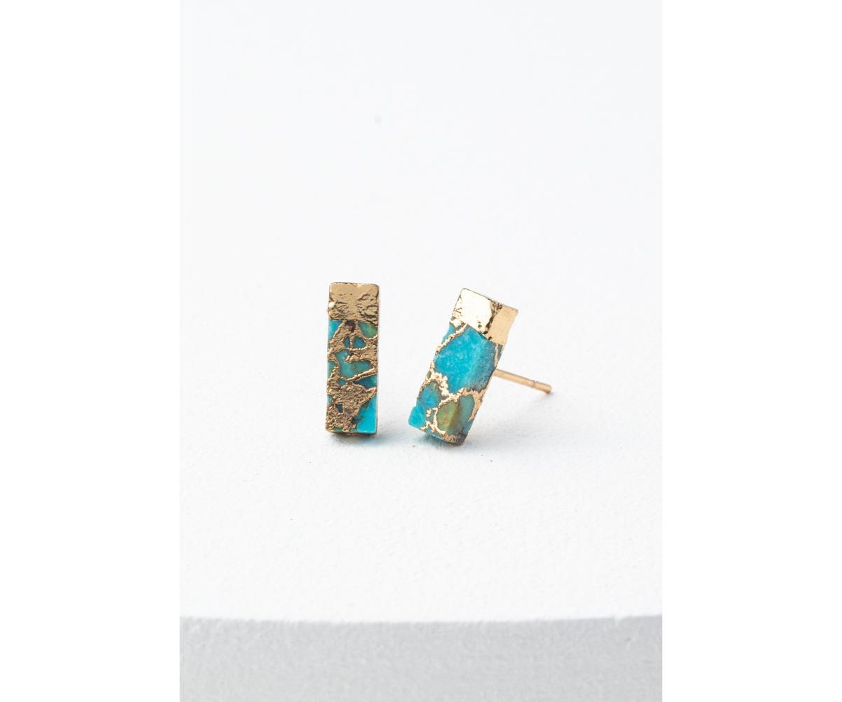 Brayden Turquoise Studs Earrings - Natural turquoise
