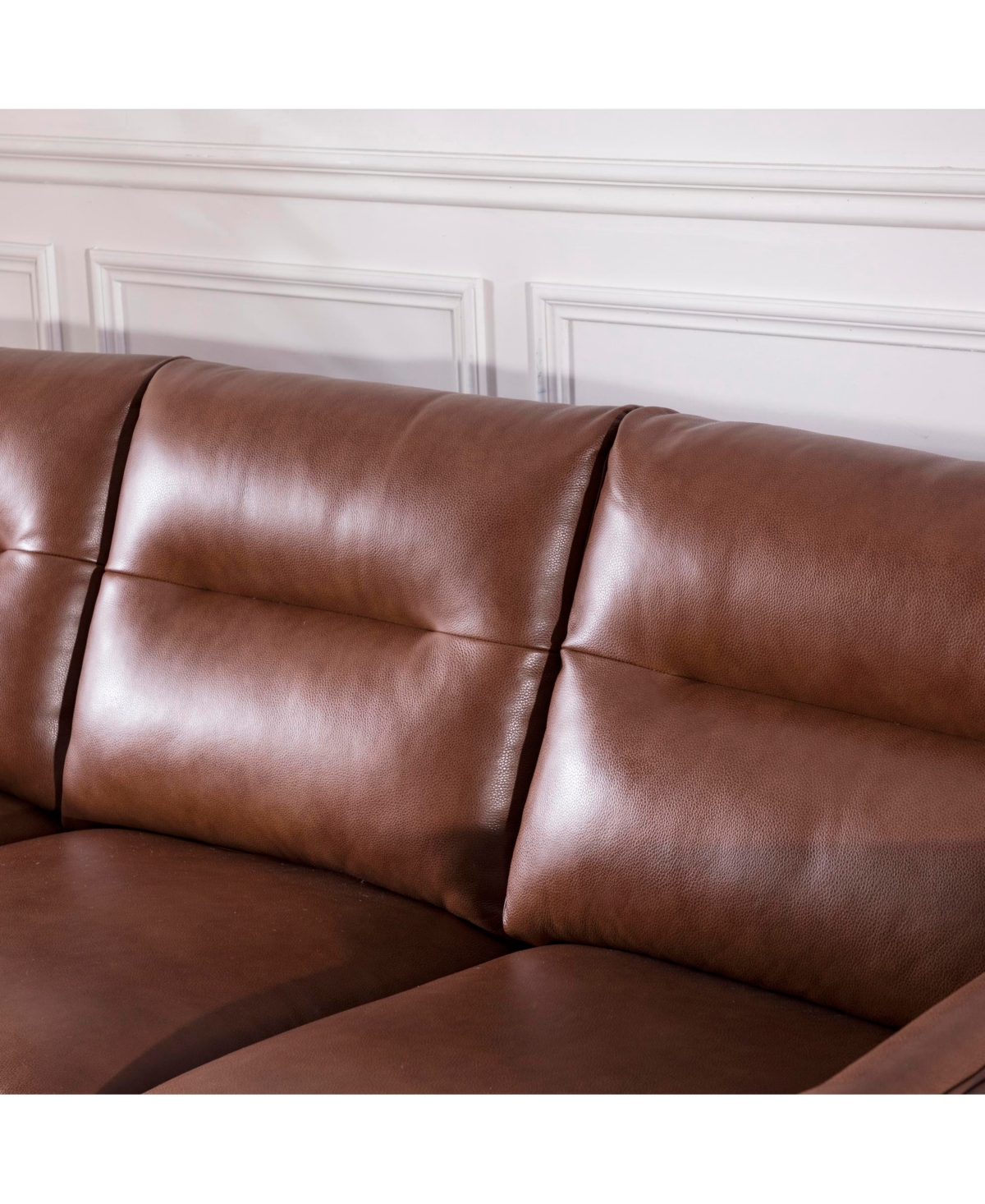 Nice Link Ava 84" Mid-century Modern Leather Sofa In Camel Brown