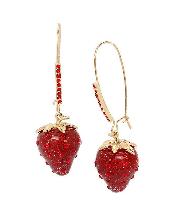 Betsey Johnson Faux Stone Strawberry Dangle Earrings - Macy's