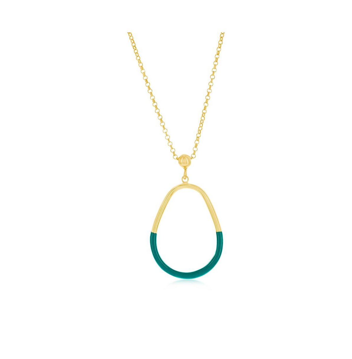 Simona Enamel Pear Pendant Necklace In Petrolio