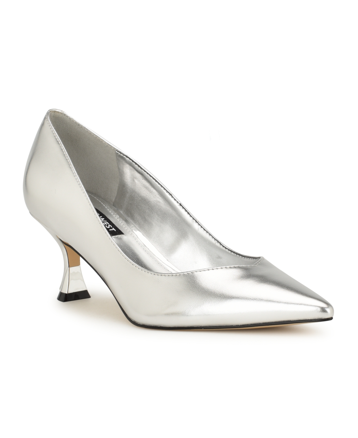 Nine West Women's Ariella Pointy Toe Slip-on Dress Pumps In Silver- Faux Leather