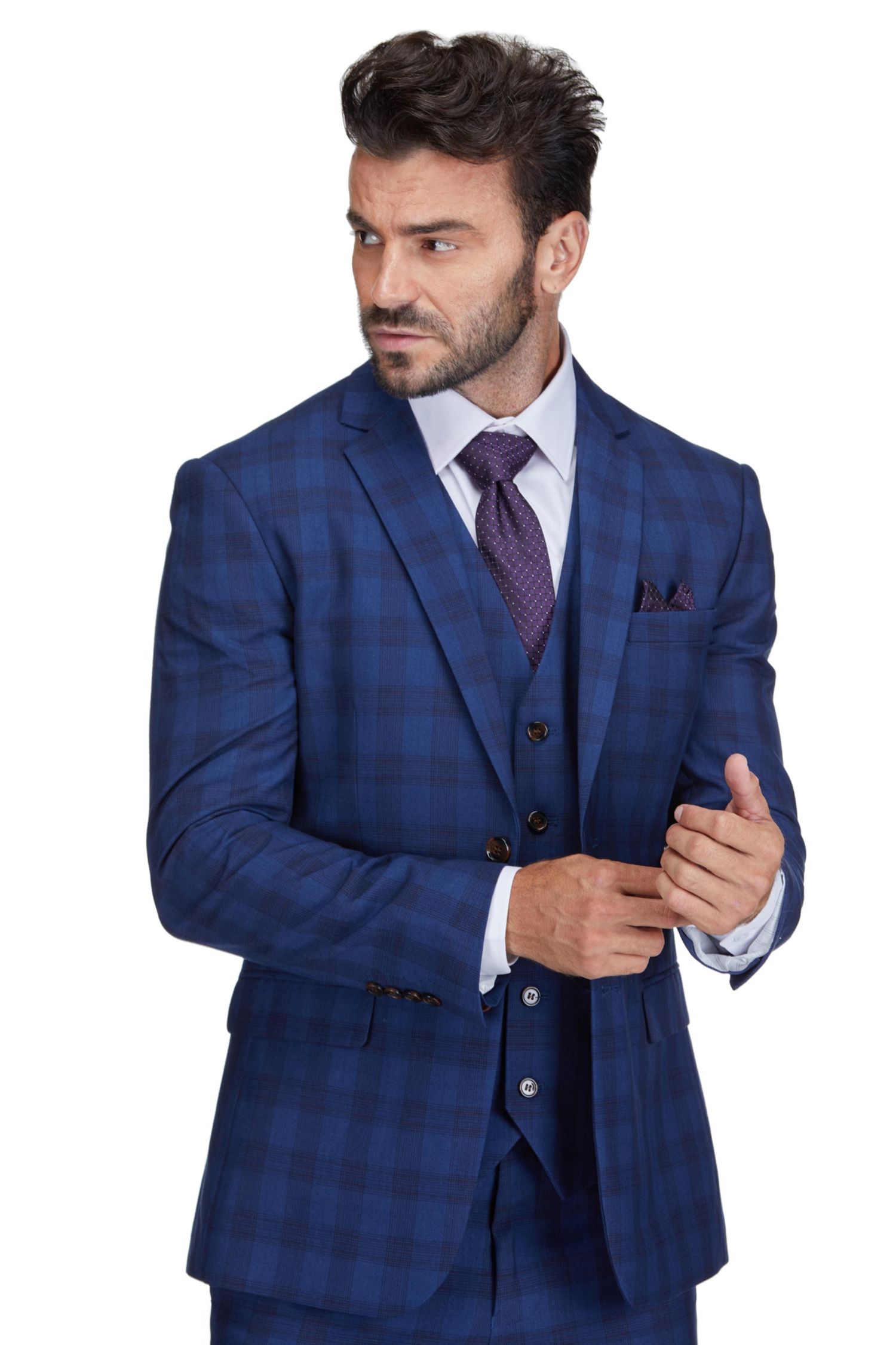 Men's 3-Piece Slim Fit Check Suit
