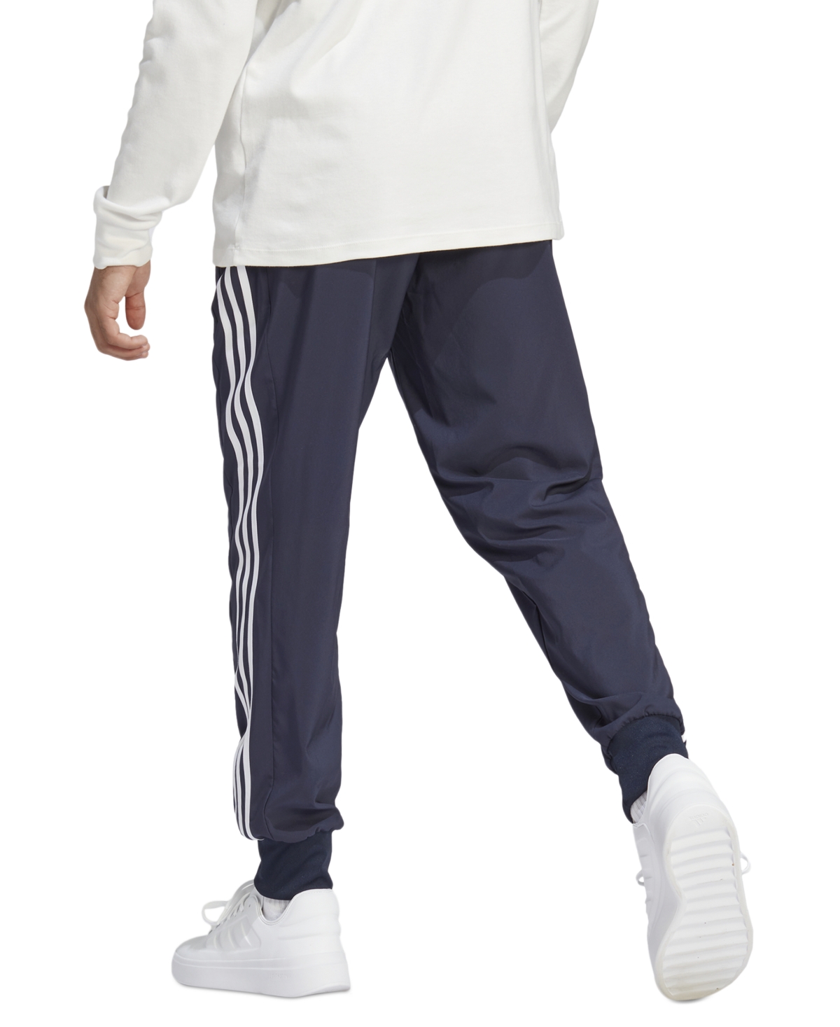 adidas Men's Essentials 3-Stripes Cargo Pocket Joggers -white