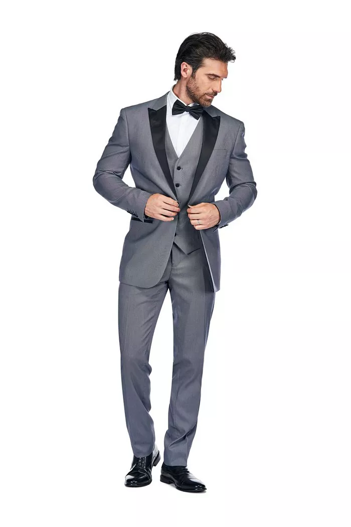 Men's 3 Piece Birdseye Peak Lapel Tuxedo Set - thumbnail 8