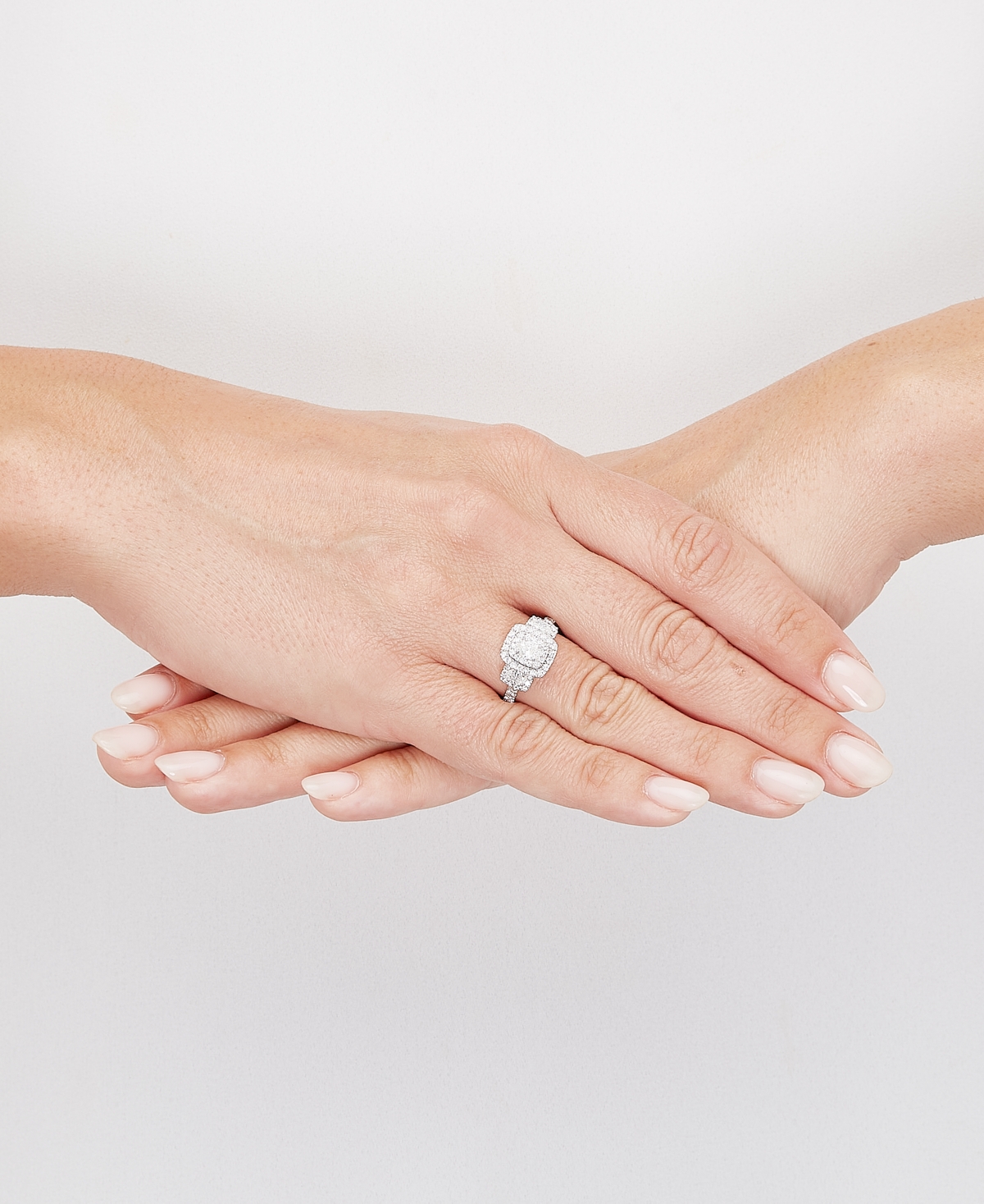 Diamond Oval Double Halo Engagement Ring (1-1/3 ct. t.w.) in 14k White Gold