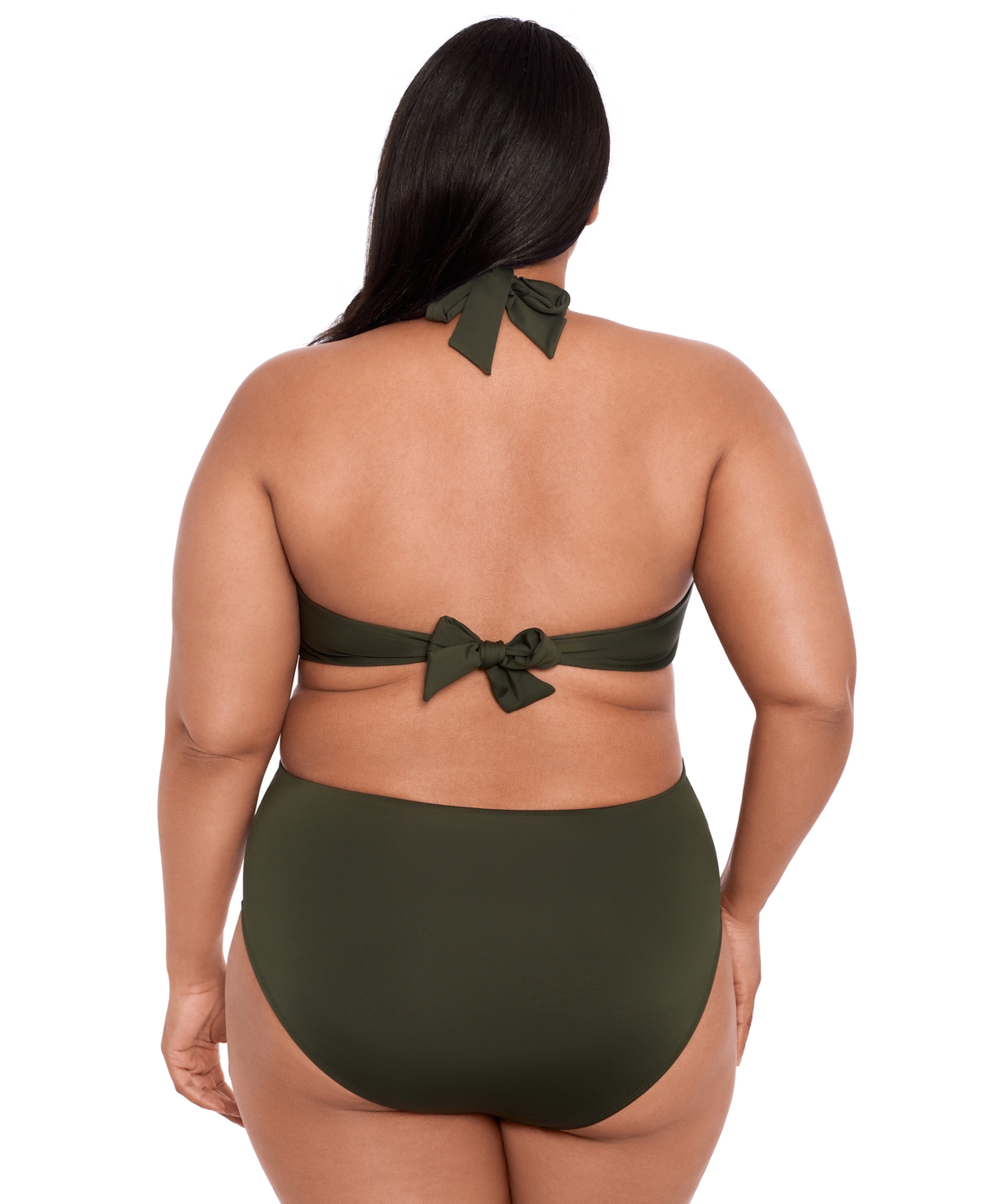 Shop Lauren Ralph Lauren Plus Size Twist-front Cut-out One-piece Swimsuit In Olive