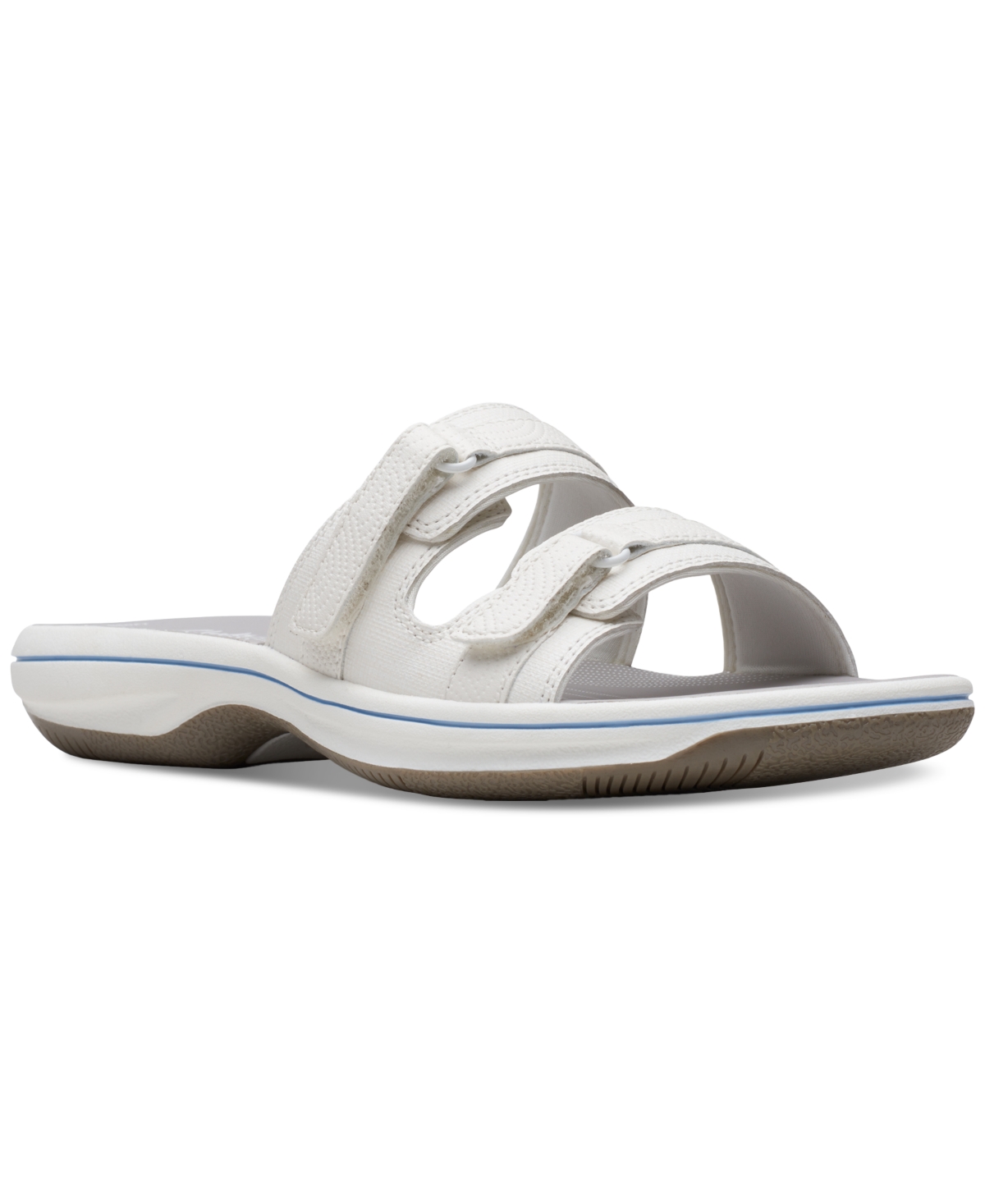 Clarks Women's Cloudsteppers Breeze Piper Comfort Slide Sandals In White (boxed)