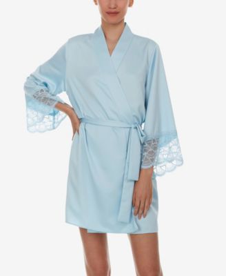Kit Heart Lace Matte Charmeuse Wrap Robe