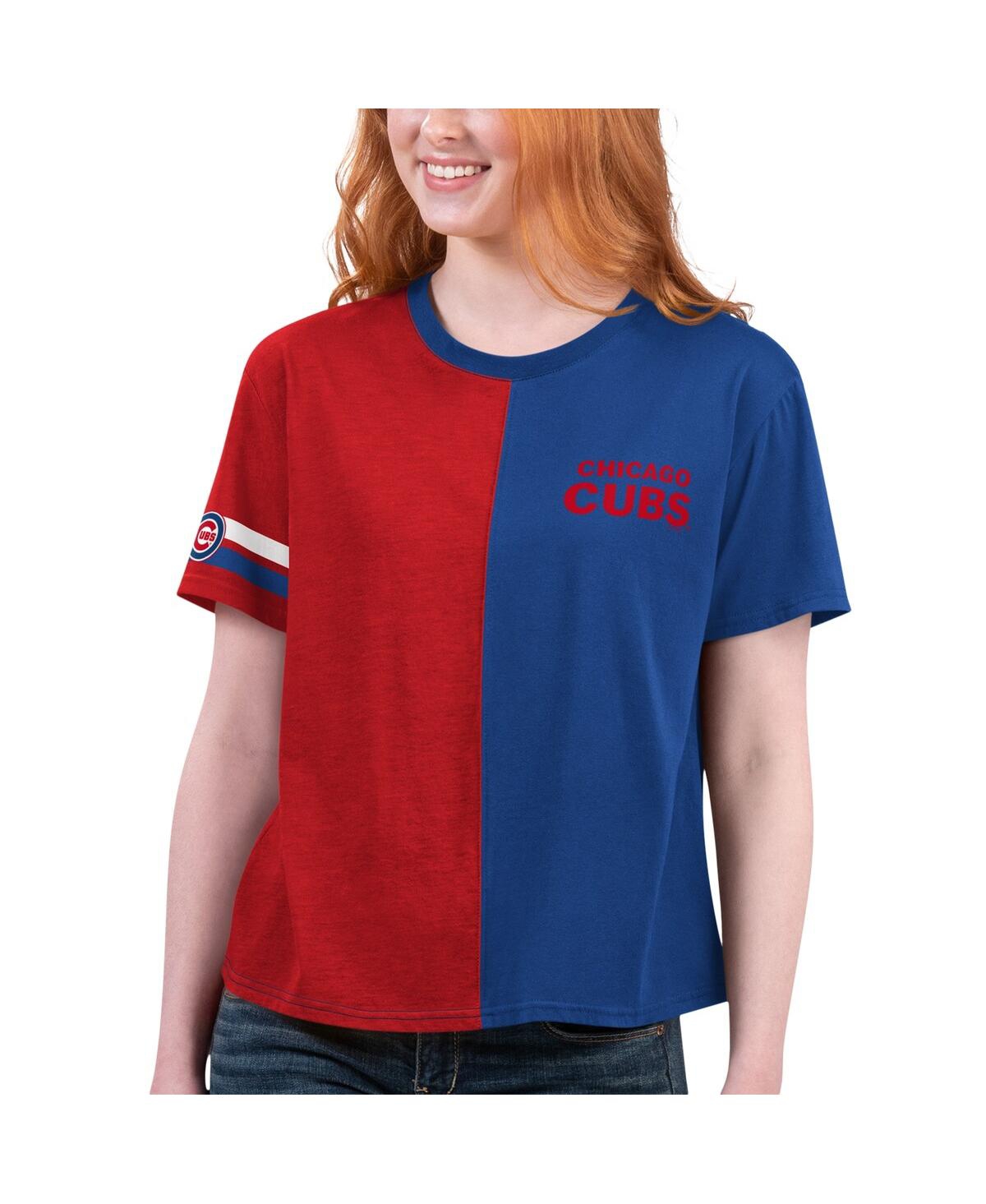 Shop Starter Women's  Royal, Red Chicago Cubs Power Move T-shirt In Royal,red
