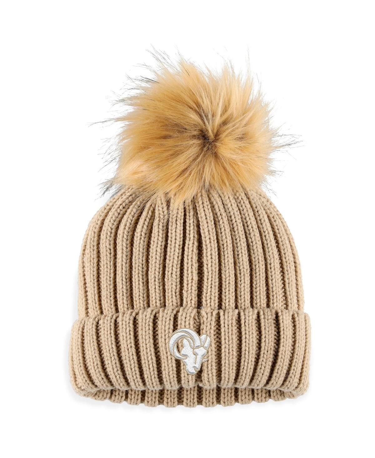 Wear By Erin Andrews Women's  Natural Los Angeles Rams Neutral Cuffed Knit Hat With Pom