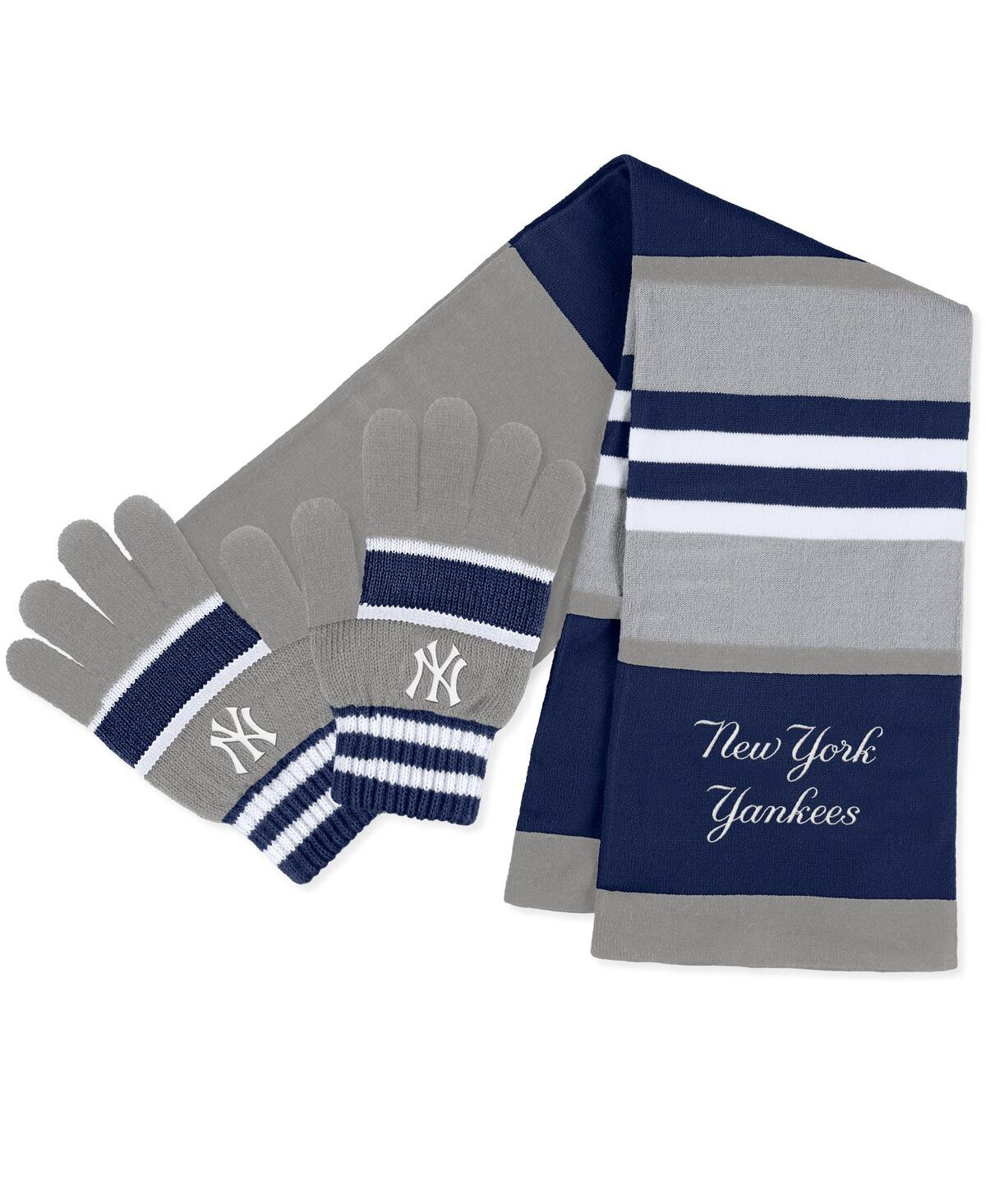 Wear By Erin Andrews Women's  New York Yankees Stripe Glove And Scarf Set In Multi