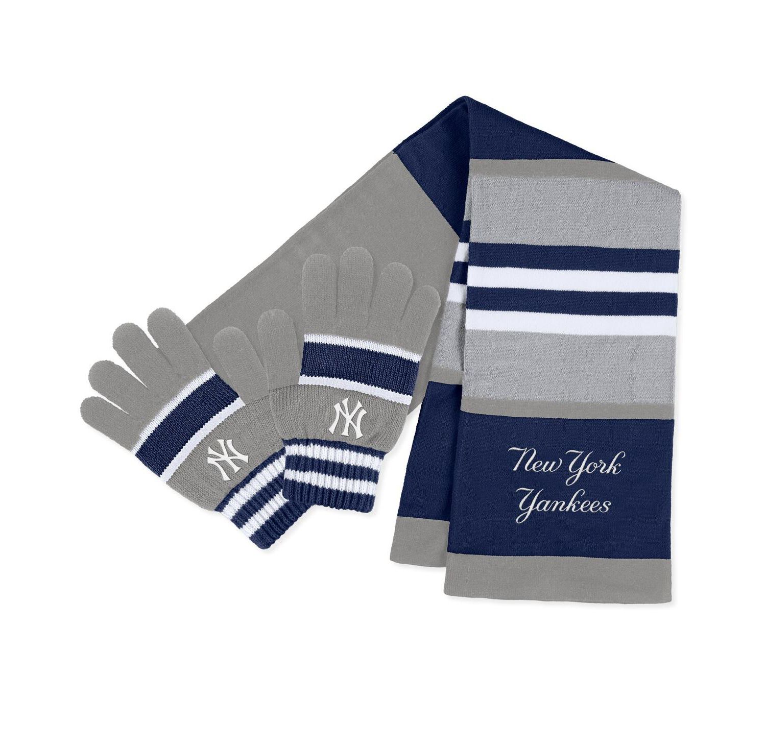 Women's New York Yankees Stripe Glove and Scarf Set