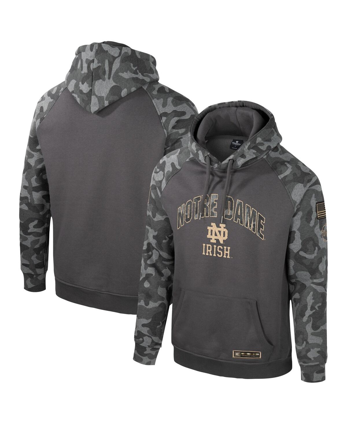 Men's Colosseum Charcoal Notre Dame Fighting Irish Oht Military-Inspired Appreciation Camo Raglan Pullover Hoodie - Charcoal