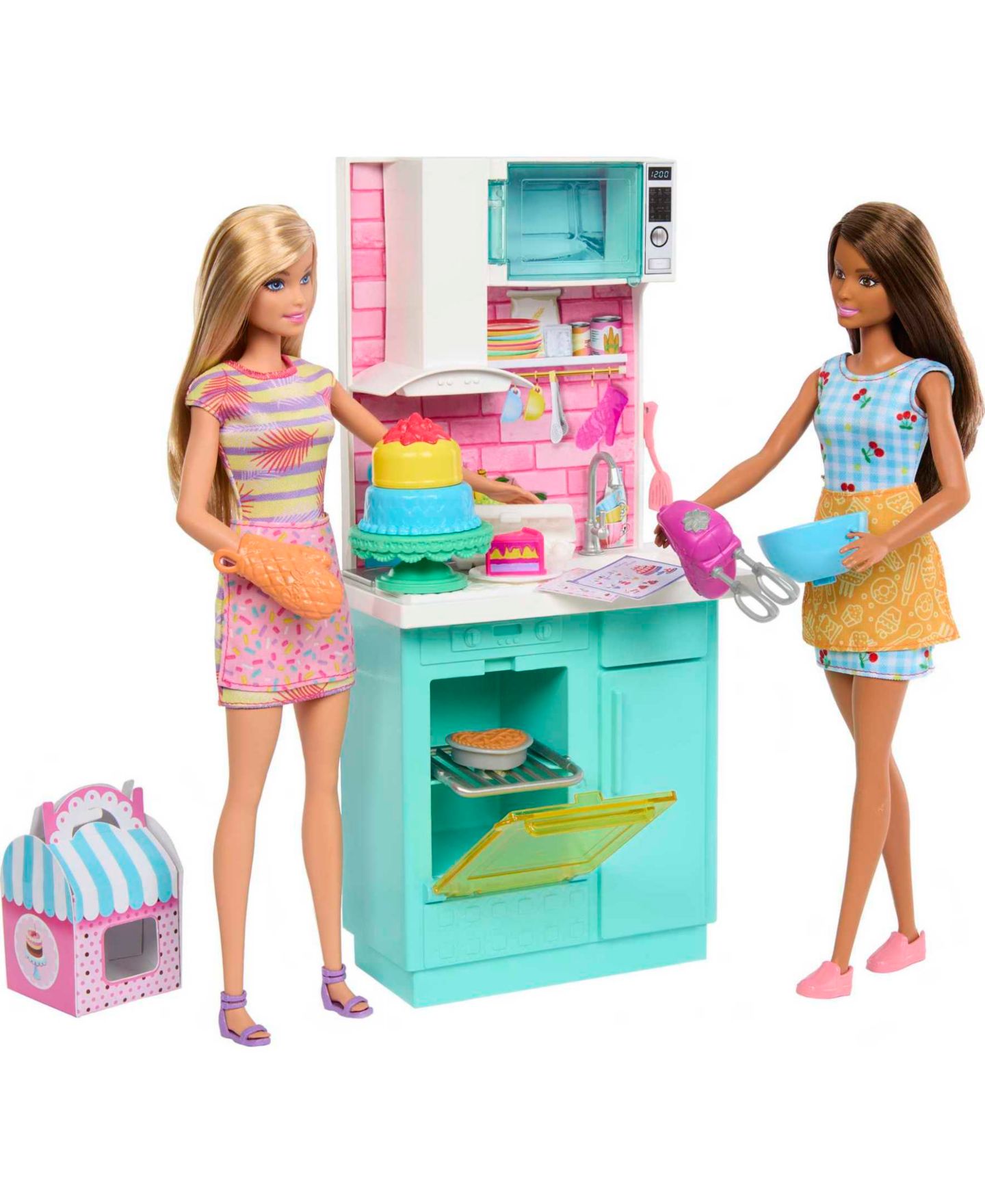 Детский игровой набор Barbie Celebration Fun Baking Playset with 2 Fashion Dolls and 15+ Accessories, Ages 3+ — фото 2