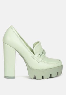 CORINNE Womens Chain Embellished Chunky Loafers