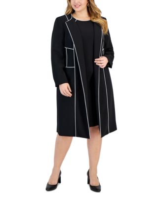 Plus Size Piped Trim Jacket Sheath Dress