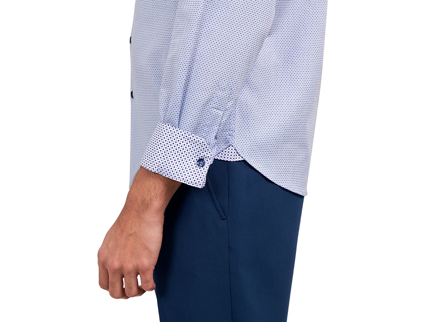 Мужская рубашка MICHELSONS OF LONDON Regular-Fit Dobby Dot-Print Dress Shirt, цвет: Синий — фото 3