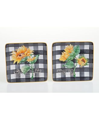 Sunflower Fields 4-Pc. Canape Plates asst.