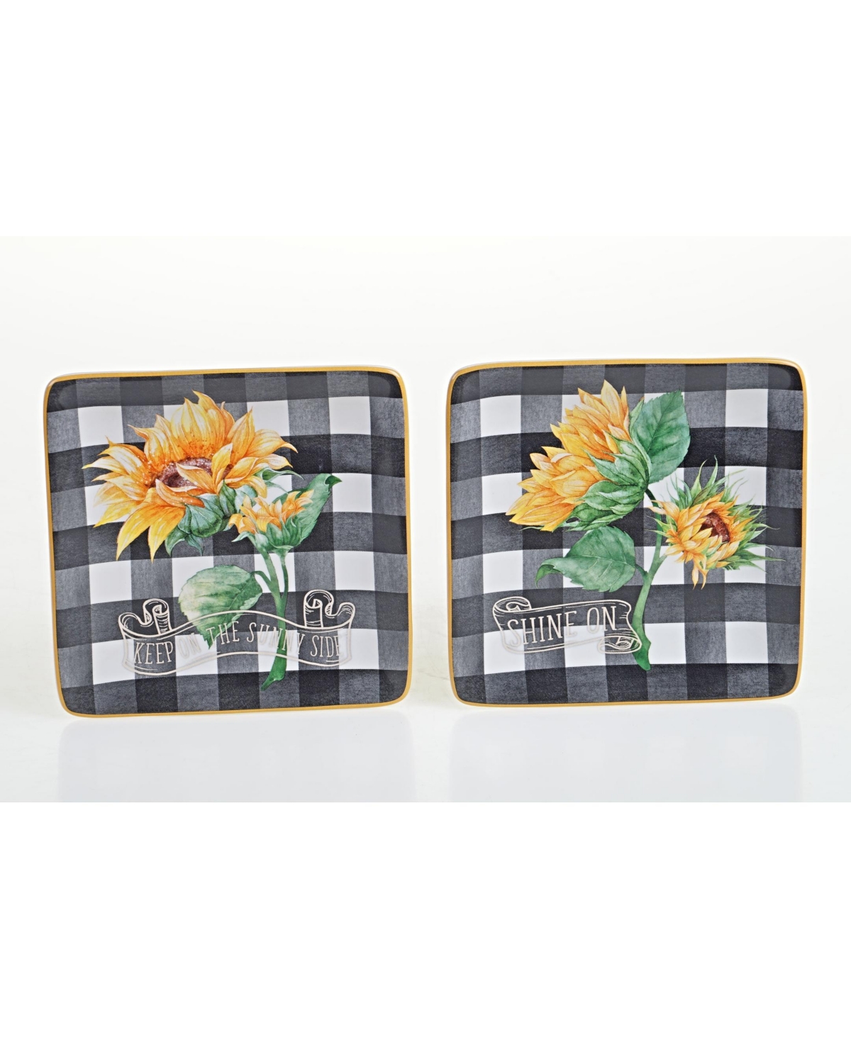 Certified International Sunflower Fields 4-Pc. Canape Plates asst.