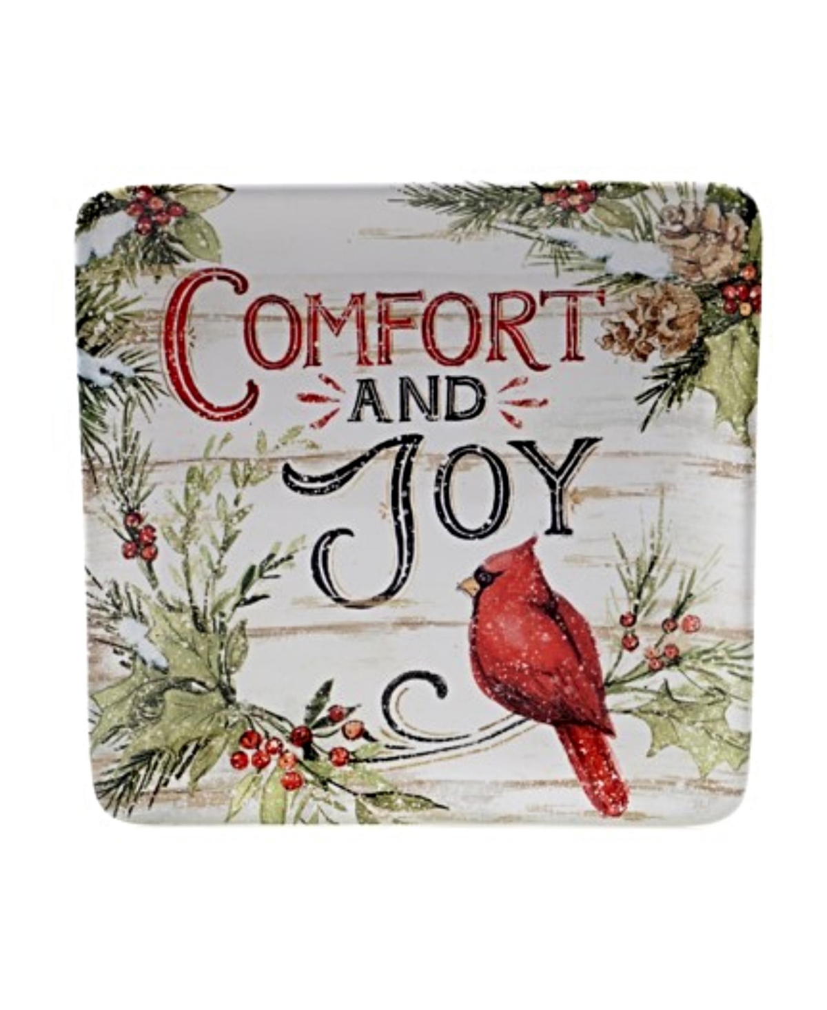 Certified International Evergreen Christmas 4 Piece Dessert Plate