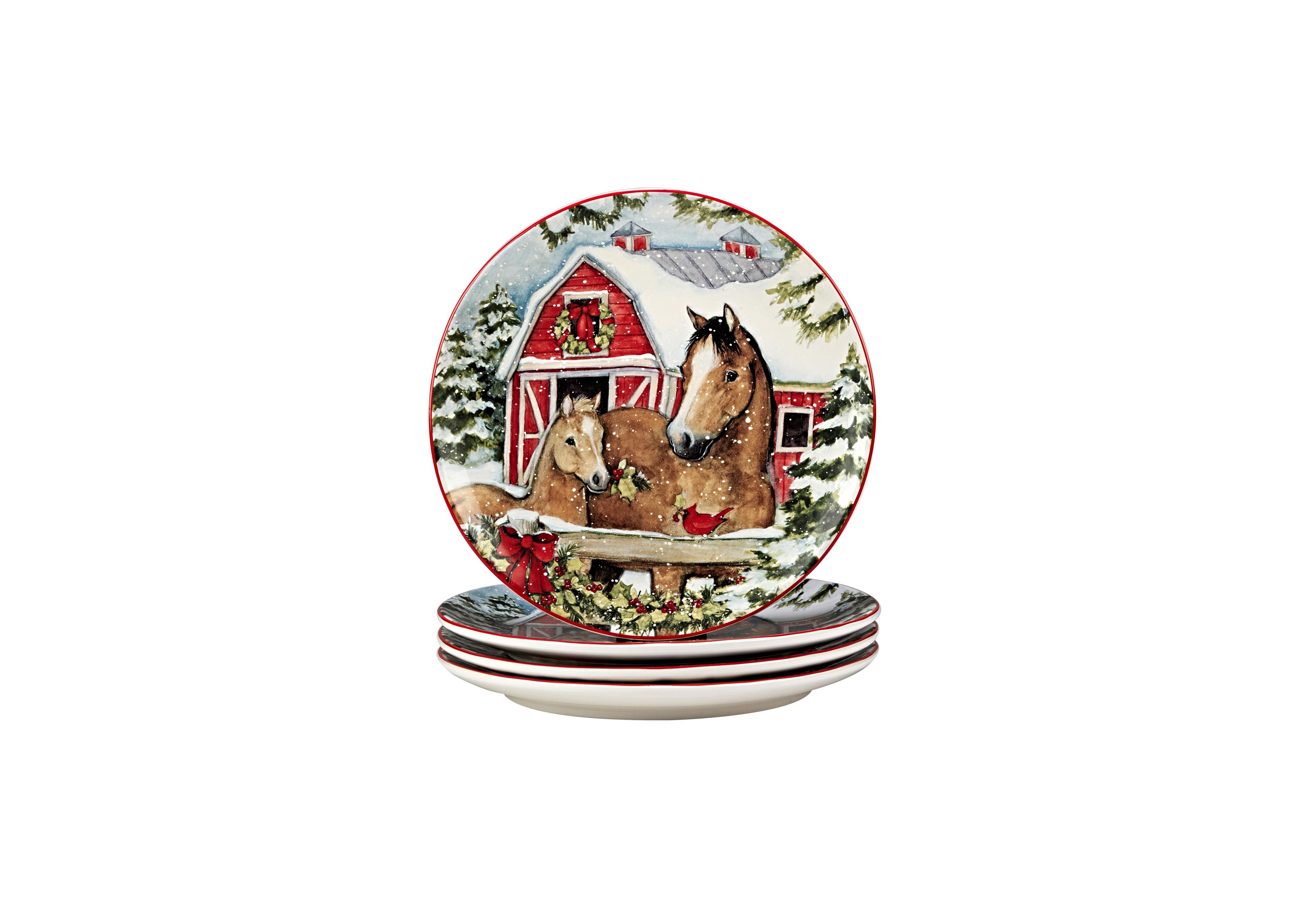 Homestead Christmas 4 Piece Dinner Plate Set