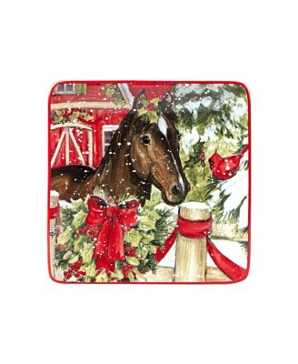 Homestead Christmas 4 Piece Canape Plate Set