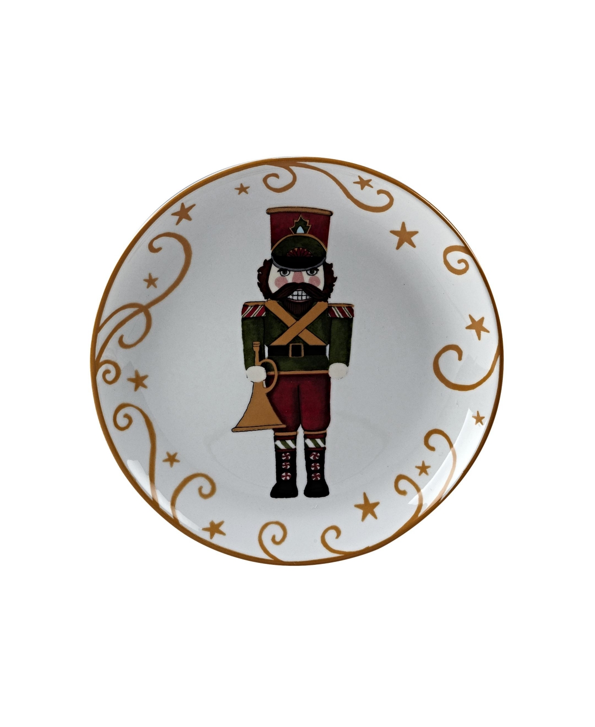 Certified International Holiday Magic Nutcracker 4 Piece Dessert Plate Set In White,red,gold-tone