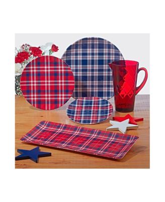 Patriotic Plaid Melamine Salad Plate, Set of 6
