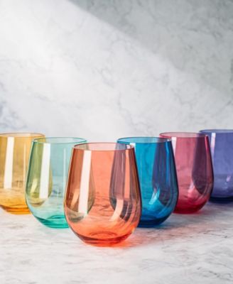 Acrylic European Style Stemless Wine Glasses, Set of 6