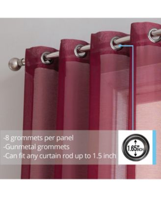 2 Piece Semi Sheer Voile Window Curtain Drapes Grommet Panels for Bedroom, Living Room & Kids Room