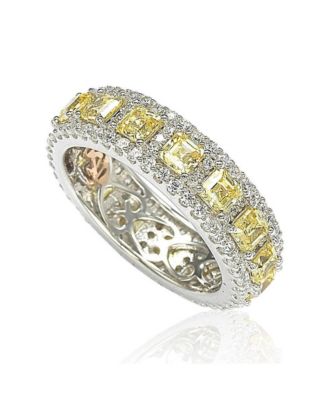 Suzy Levian Sterling Silver Sapphire & Created White Sapphire Modern Eternity Band