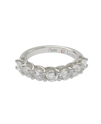 Suzy Levian Sterling Silver White Cubic Zirconia Half Eternity Band