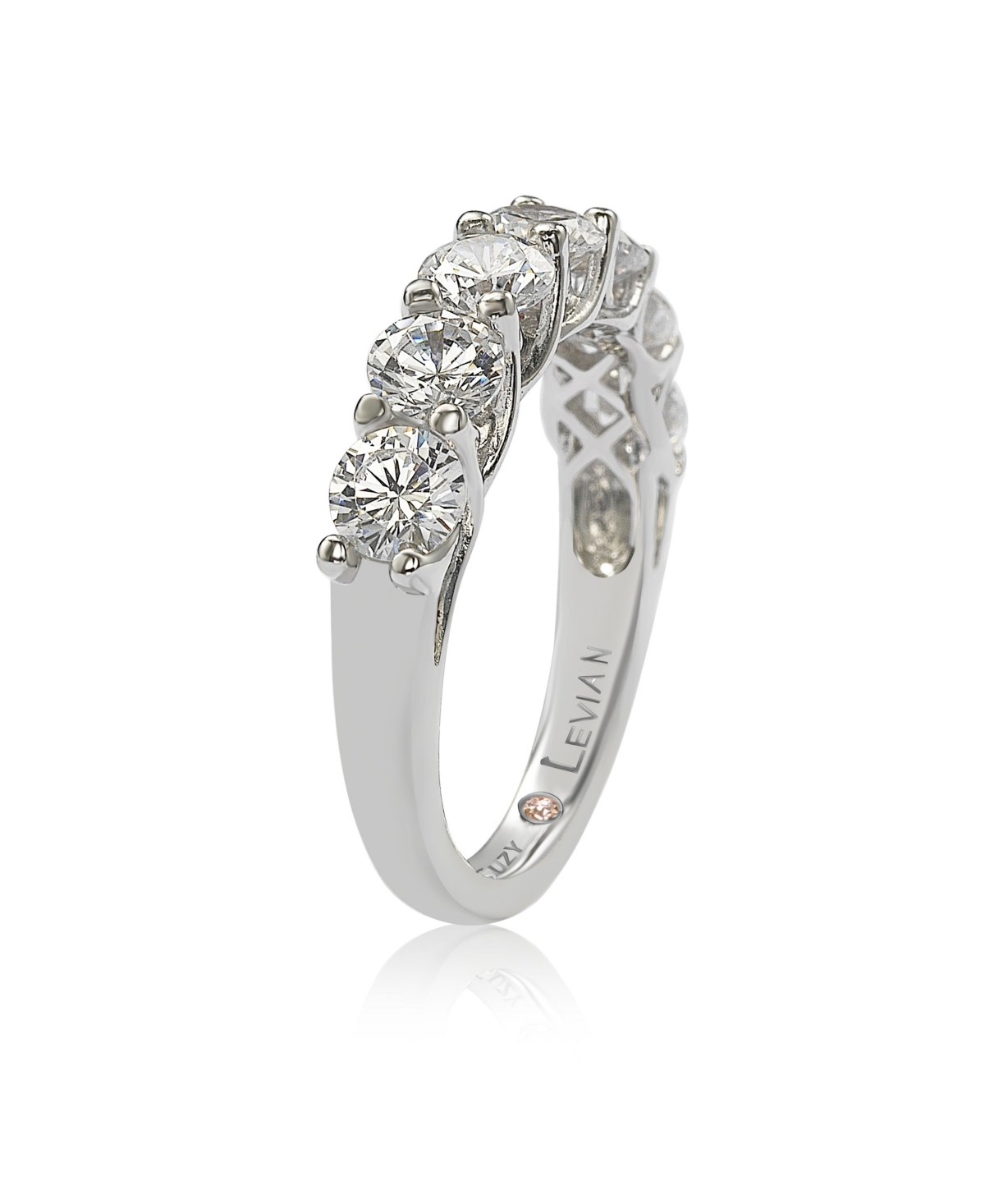 Suzy Levian New York Suzy Levian Sterling Silver Cubic Zirconia Alternating Brown &Half Eternity Band Ring - White