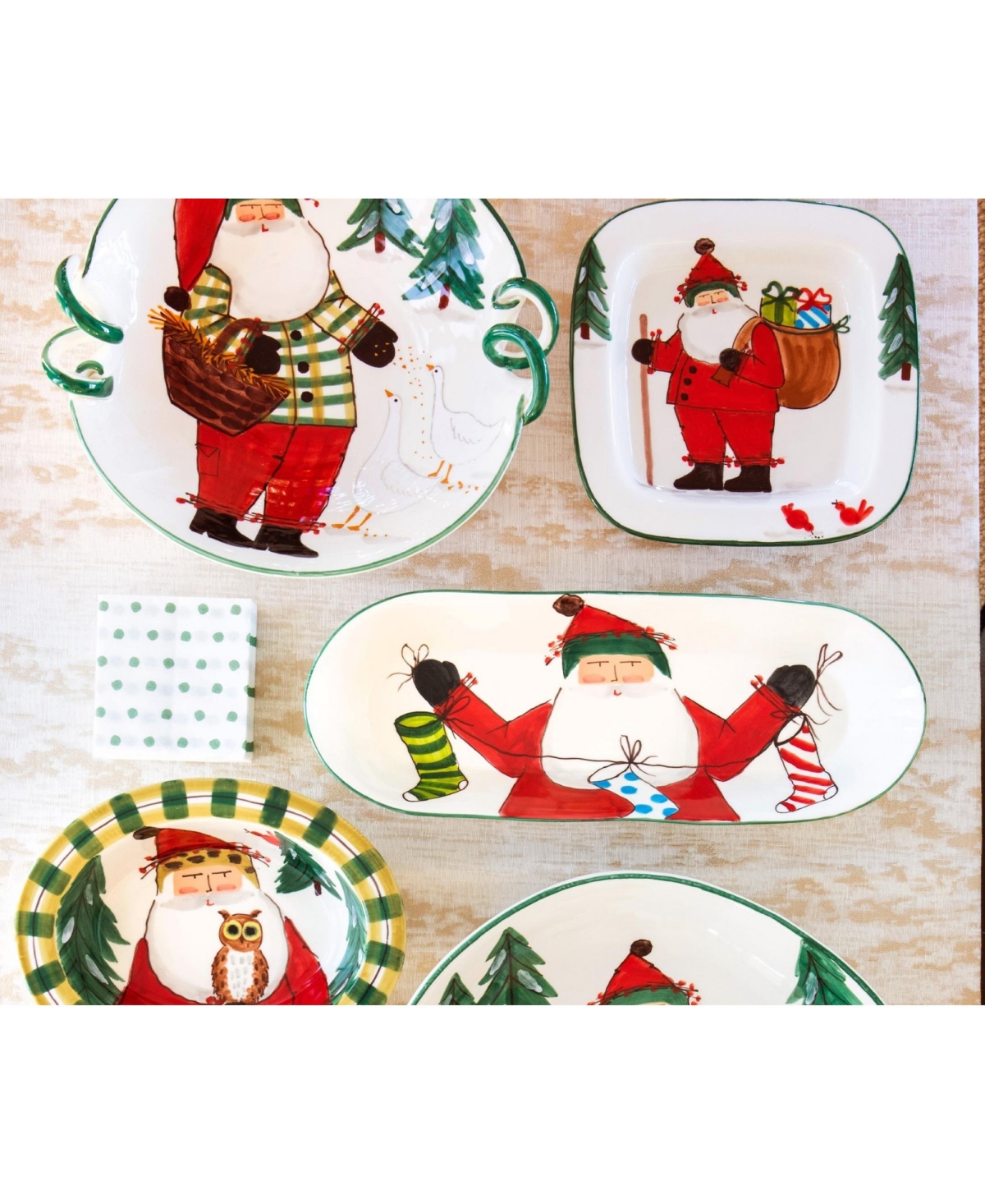 Old St. Nick Handled Scallop Bowl with Geese