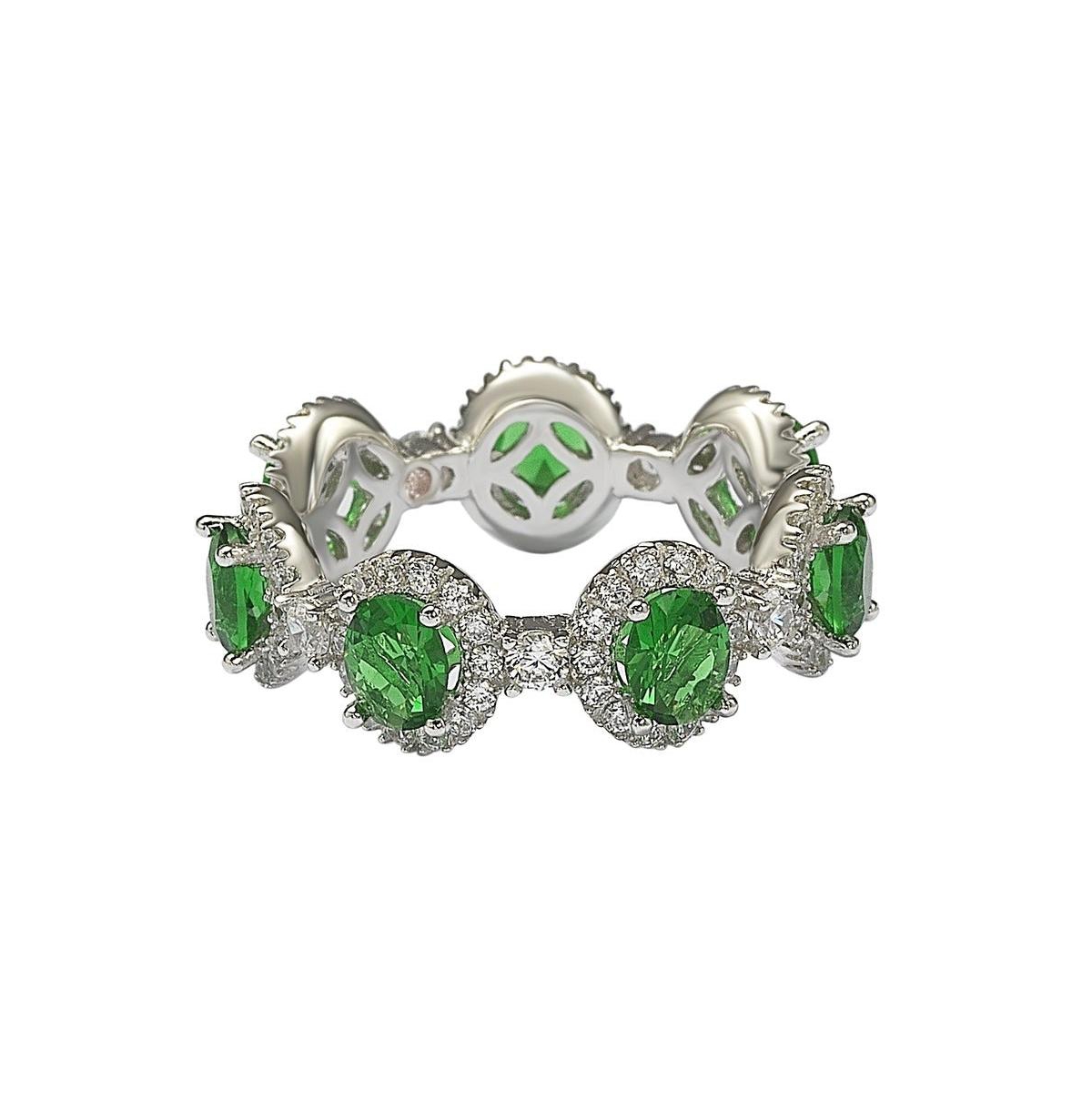 Suzy Levian New York Suzy Levian Oval-Cut Cubic Zirconia in Sterling Silver Stackable Band Ring