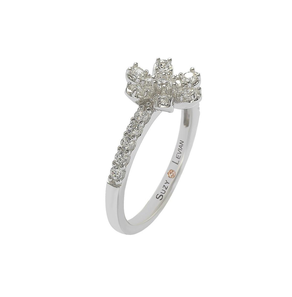 Suzy Levian New York Suzy Levian Sterling SilverCubic Zirconia Flower Ring - White